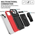 thumbnail image 6 of Compatible with iPhone 15 Plus Back Case, 360 Rotating Removable Belt Clip & Hidden Kickstand & Hard PC + Soft TPU & Anti-fall & Shock Absorption Phone Case for iPhone 15 Plus, Red, 6 of 15