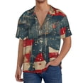 thumbnail image 1 of Fotbe Vintage American Flag Elephant Camisa Estampada de Manga Corta para Hombre, Casual de Verano, Estilo Playero, Sin Arrugas-Small, 1 of 5