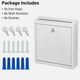 thumbnail image 3 of Suggestion Box with Lock and Slot, Wall Mounted Metal Drop Box with 4 Keys, Secure Locking Box for Cash and Ballots, Office MailBox, 10.4 x 2.9 x 11 Inch, White, 3 of 12
