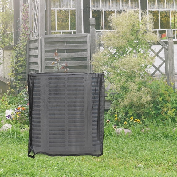 SEWCHICS Black Full Mesh Outdoor Air Conditioner Cover with Straps for Easy Installation and Weather