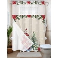 thumbnail image 3 of Vintage Christmas Tree Gnome No Hooks Shower Curtain with Snap in Fabric Liner Set, Red Flowers on Linen Shower Curtains Waterproof Bathroom Curtain with See Through Top Window, 60x72 Inch, 3 of 6