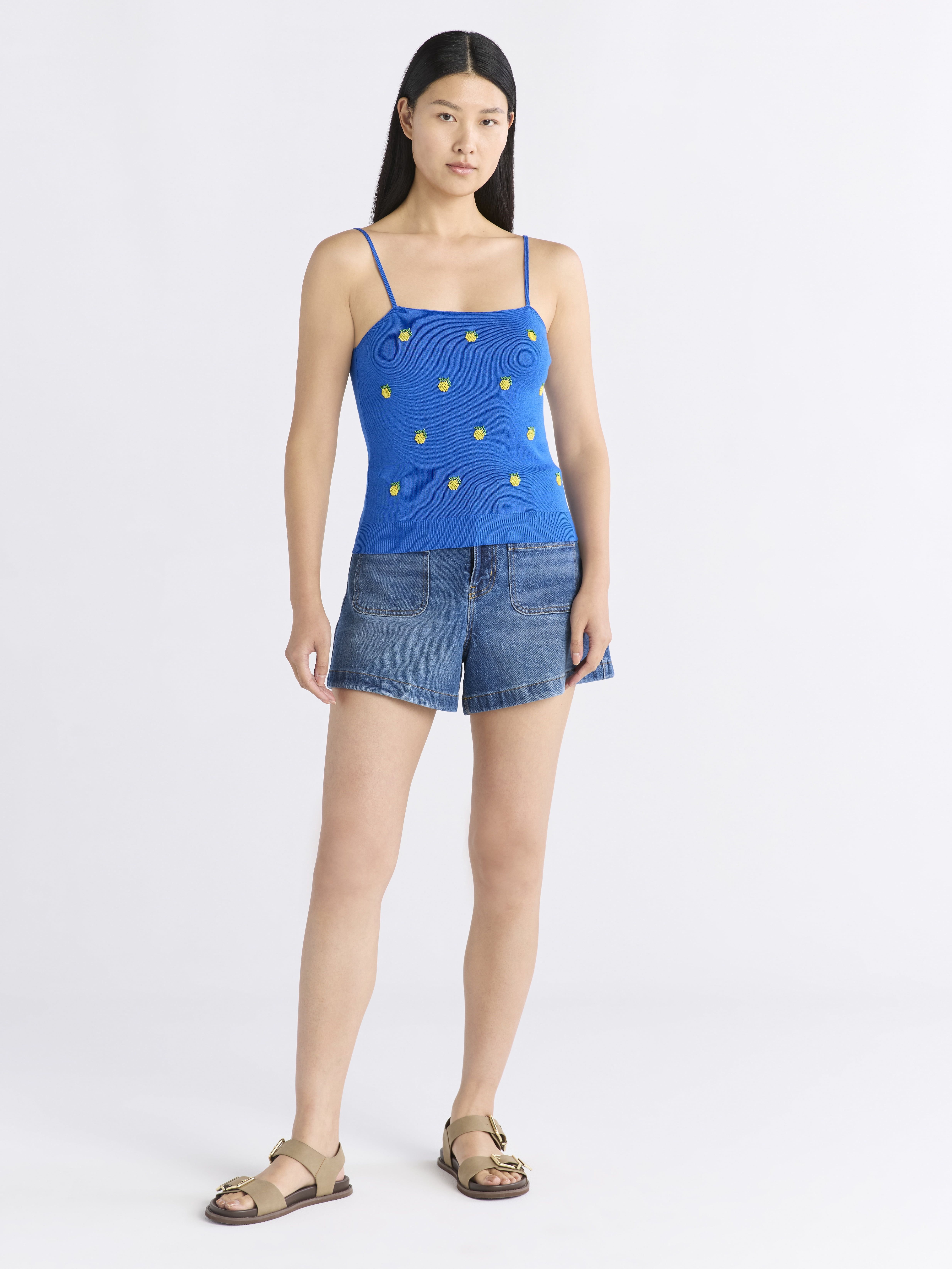 Free Assembly Women's Beaded Tank Top Sweater, Lightweight, Sizes XS-XXL