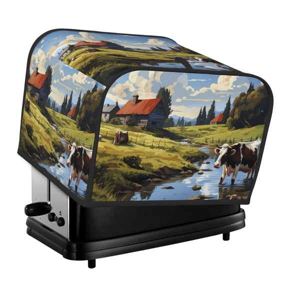 Rateoe Pasture Cow A Pattern Toaster Covers 4 Slice Wide Slot,Bread Machine Cover,Bread Dust Cover & Fingerprint Protection,Appliance Covers