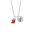 thumbnail image 2 of Delight Jewelry Silvertone 3-D Red Christmas Stocking Silvertone Script Initial Disc - P - Charm Necklace, 20"+3", 2 of 4