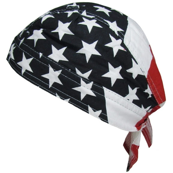 Cotton Premium Lined USA American Flag Skull Cap