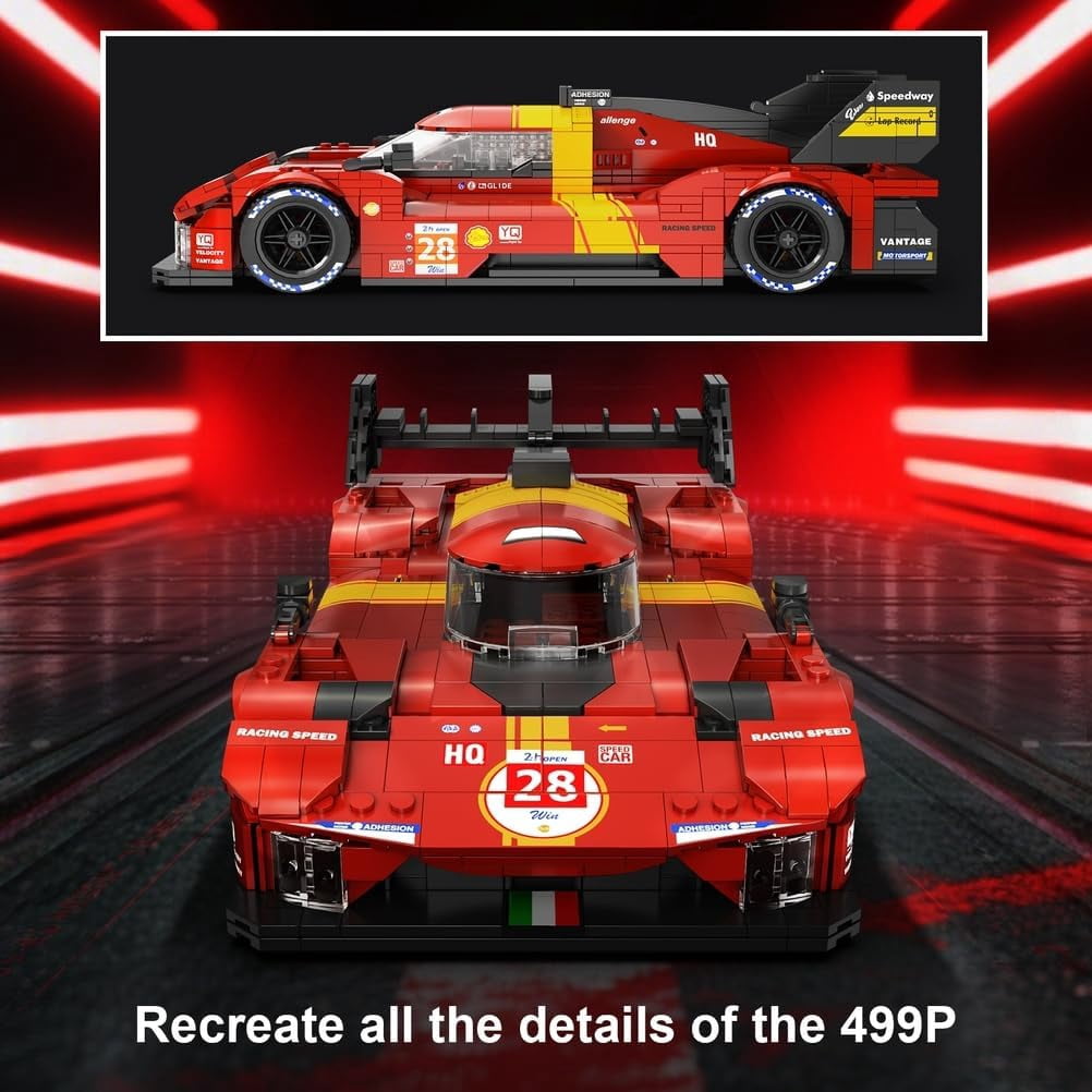 Le 499P Hypercar Model Car Kit, Collectible Racing Building Set for Adults, Detailed 1/16 Scale Hybrid Race Car to Display, Home or Office Decor