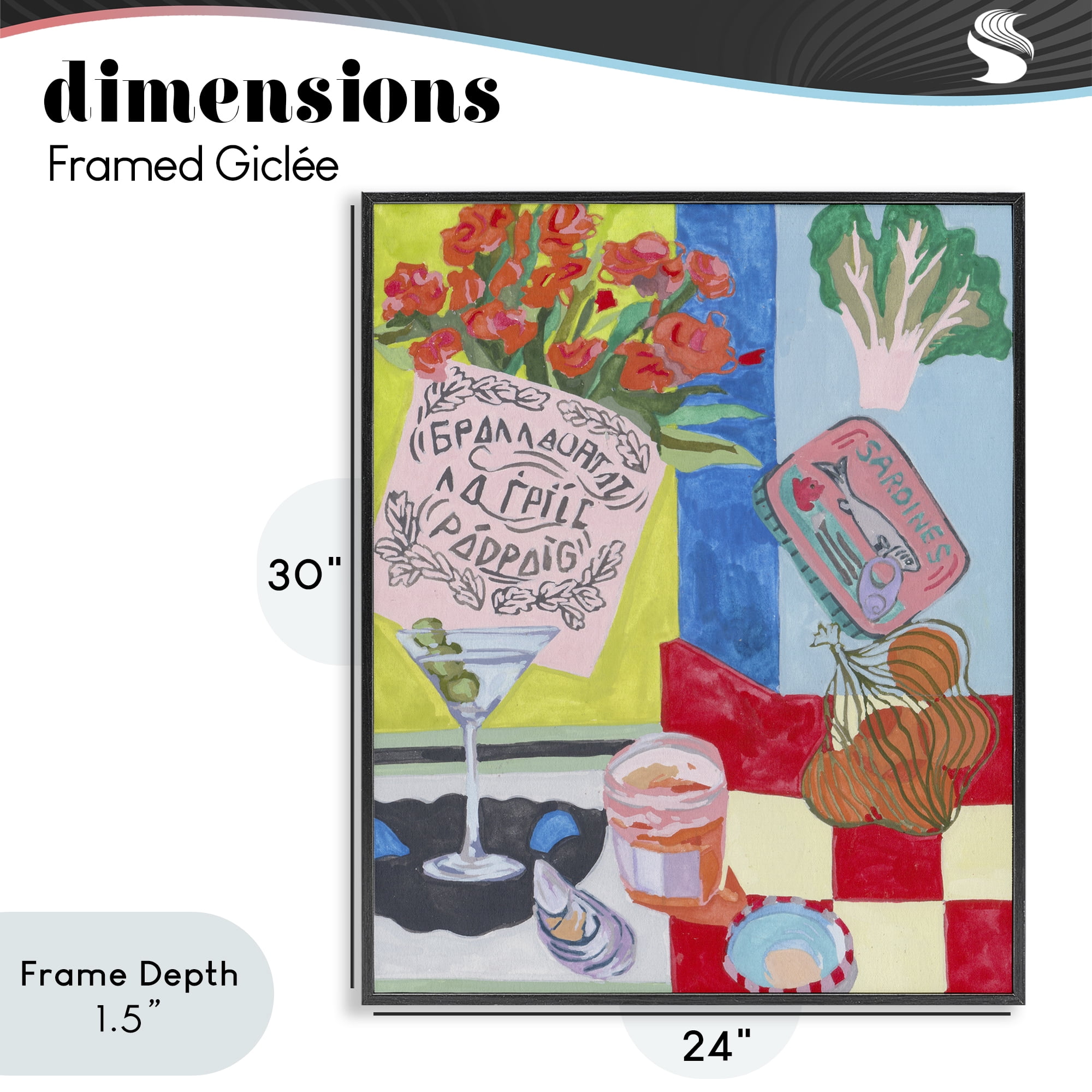 Stupell Industries Kitchen Checkered Still Life Black Framed Giclee Art, design by Melissa Wang