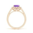 thumbnail image 2 of ANGARA Natural Cushion 1.35 ct Amethyst Cocktail Ring with Diamond Halo in 14K Rose Gold for Women (Size-7mm) | February Birthstone, Anniversary, Jewelry Gift for Women | Natural Amethyst Ring, 2 of 7