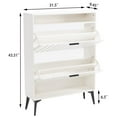 thumbnail image 3 of Sweiko Narrow Shoe Storage Cabinet with 2 Flip Drawers Wooden Shoe Organizer Cabinet with Open Shelf Freestanding Shoe Storage Rack with Door for Entryway Hallway Mudroom Bedroom White, 3 of 9