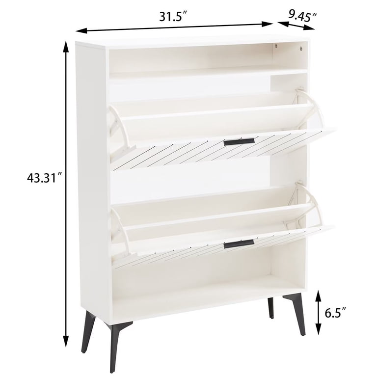 すうこ ♡ Sweiko Narrow Shoe Storage Cabinet with 2 Flip Drawers Wooden Shoe