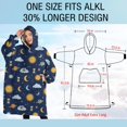 thumbnail image 4 of Oversized Wearable Blanket Hoodie,Blue Sun Moon Cloud Planet Eye Hourglass Pattern Sherpa Blanket Hoodie with Super Pockets,Super Warm Fuzzy Pullover for Women & Men, 4 of 6
