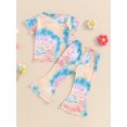thumbnail image 5 of Musuos Kid Girls Tie-dye Print Outfit, 1-5 Years Short Sleeve Crew Neck T-shirt with Flare Pants Summer Casual 2 Piece Set, 5 of 10