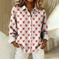 thumbnail image 3 of yillto Women's Valentine's Day Heart Blouse Button down Long Sleeve Tops Dress Business Casual Outfits, 3 of 5