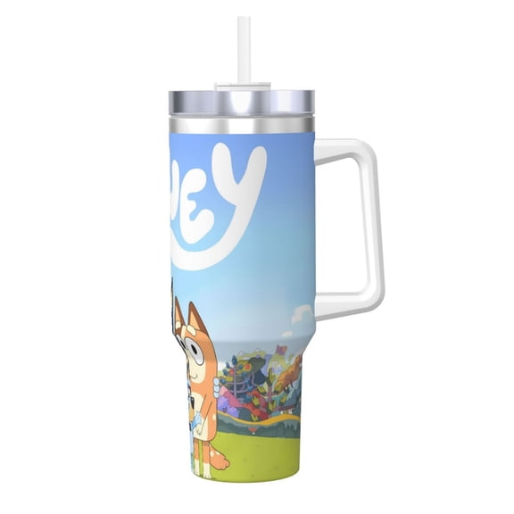 Johaoi Bluey for 40 OZ Tumbler | Insulated Cup with Handle and Straw Lid | Reusable Stainless Steel Water Bottle Travel Mug | Gifts for Women Men