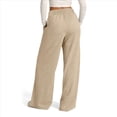 thumbnail image 4 of Pantalones Deportivos de Pierna para Mujer, Holgados, con Cordón Elástico, de Cintura Alta, Estilo Palazzo. Caqui XXL, 4 of 5