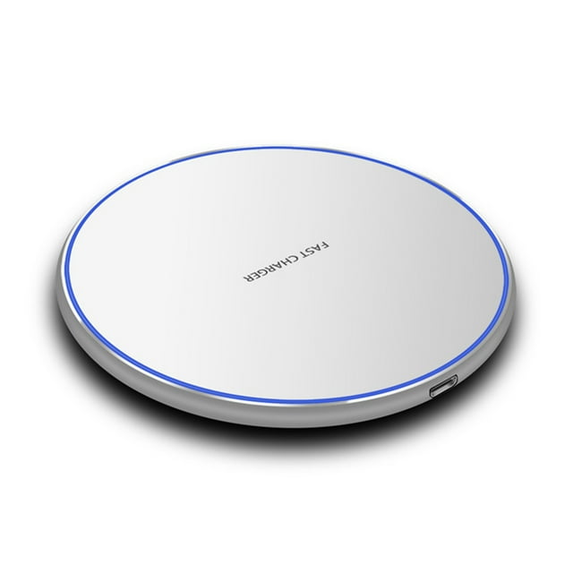 Generic Cargador inalámbrico inteligente Qi de 10W, diseño circular metálico, carga rápida para móviles, superficie mate, reconocimiento de objetos extraños, compatible universal, múltiples