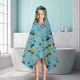 thumbnail image 6 of Cartoon Construction Vehicles Barriers Light Blue Pattern Hooded Bath Towel，50"x30" for Ages 3 To 12 Kids, Quick Dry Lightweight Soft Microfiber Hood Beach Towel Cover Up for Kids, 6 of 7