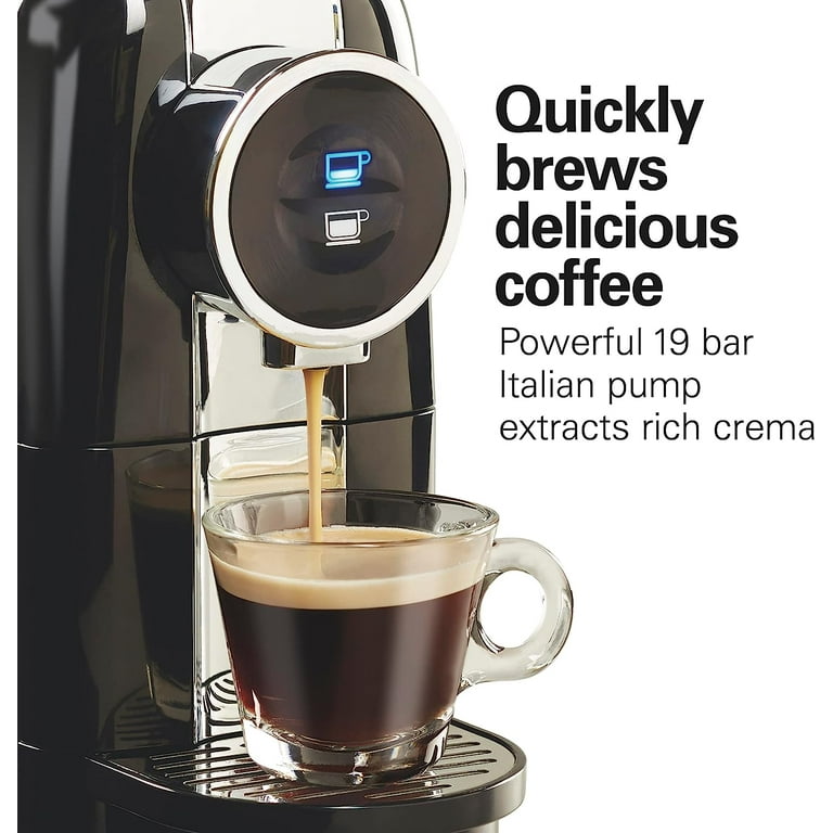 Hamilton Beach Espresso Maker Compatible with Nespresso original capsules Black with Chrome Accents 40726