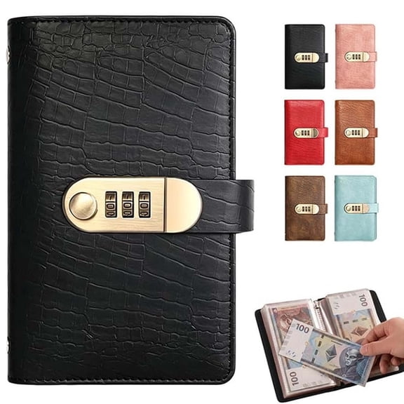 100 Lockable Savings Notebook, Money Saving Challenge Binder with Lock, Budget Savings Tracker Journal for Cash Envelope Saving