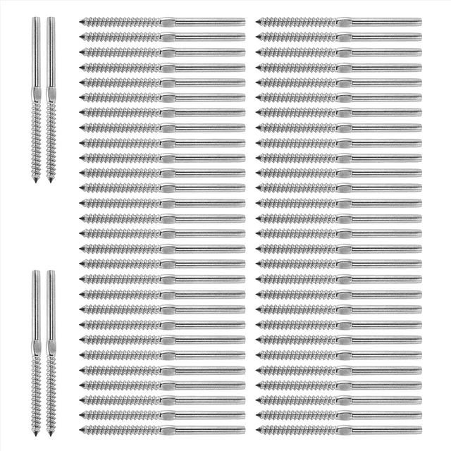 90 Pairs Hand Thread Screws for 1/8 Inch Cable Railing Stair DeCk Railing for Wood Post Screw