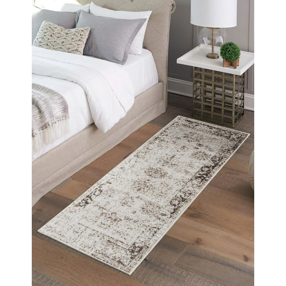 Rugs.com Monte Carlo Collection Rug – 2' x 6' 7 Runner Beige Medium Rug Perfect For Living Rooms, Large Dining Rooms, Open Floorplans