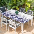 thumbnail image 2 of Purple Blooms Floral Table Cloths for 4 Foot Rectangle Tables, Farmhouse Spring Flowers Botanical Patio Waterproof Elastic Fitted Tablecloths, Washable Rectangular Table Cover for Camping, 2 of 8