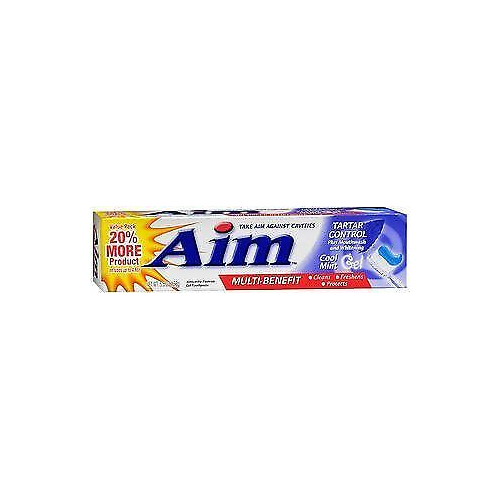 Aim Multi-Benefit Tartar Control Gel Toothpaste, Cool Mint, 5.5oz, 2-Pack