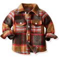 thumbnail image 1 of Baby Boys Kids Long Sleeve Button Down Plaid Shirts Fall Winter Flannel Shacket Jackets Tartan Tops, 1 of 6