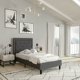 thumbnail image 4 of Merrick Lane Twin Size Platform Bed Tufted Upholstered Platform Bed in Dark Gray Fabric, 4 of 8