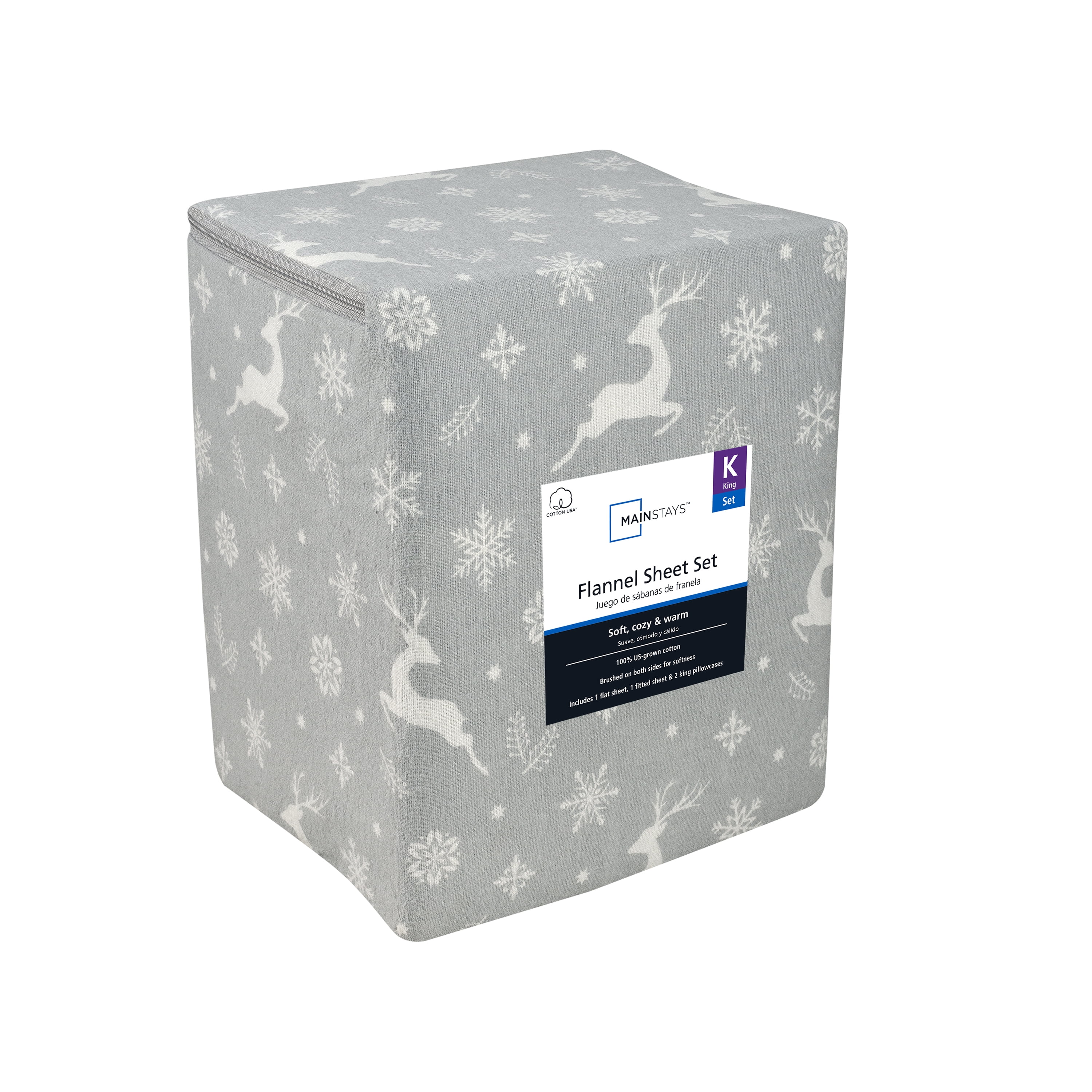 Mainstays Flannel Gray Fair Isle - King Sheet set
