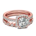 thumbnail image 2 of HEVIRGO 2Pcs/Set Women Emerald Cut Cubic Zirconia Stacking Finger Ring Wedding Jewelry,Rose Gold US 9, 2 of 9