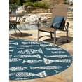 thumbnail image 3 of Unique Loom Outdoor Coastal Collection Area Rug - Whish (4' 1" Round Blue/Ivory), 3 of 9