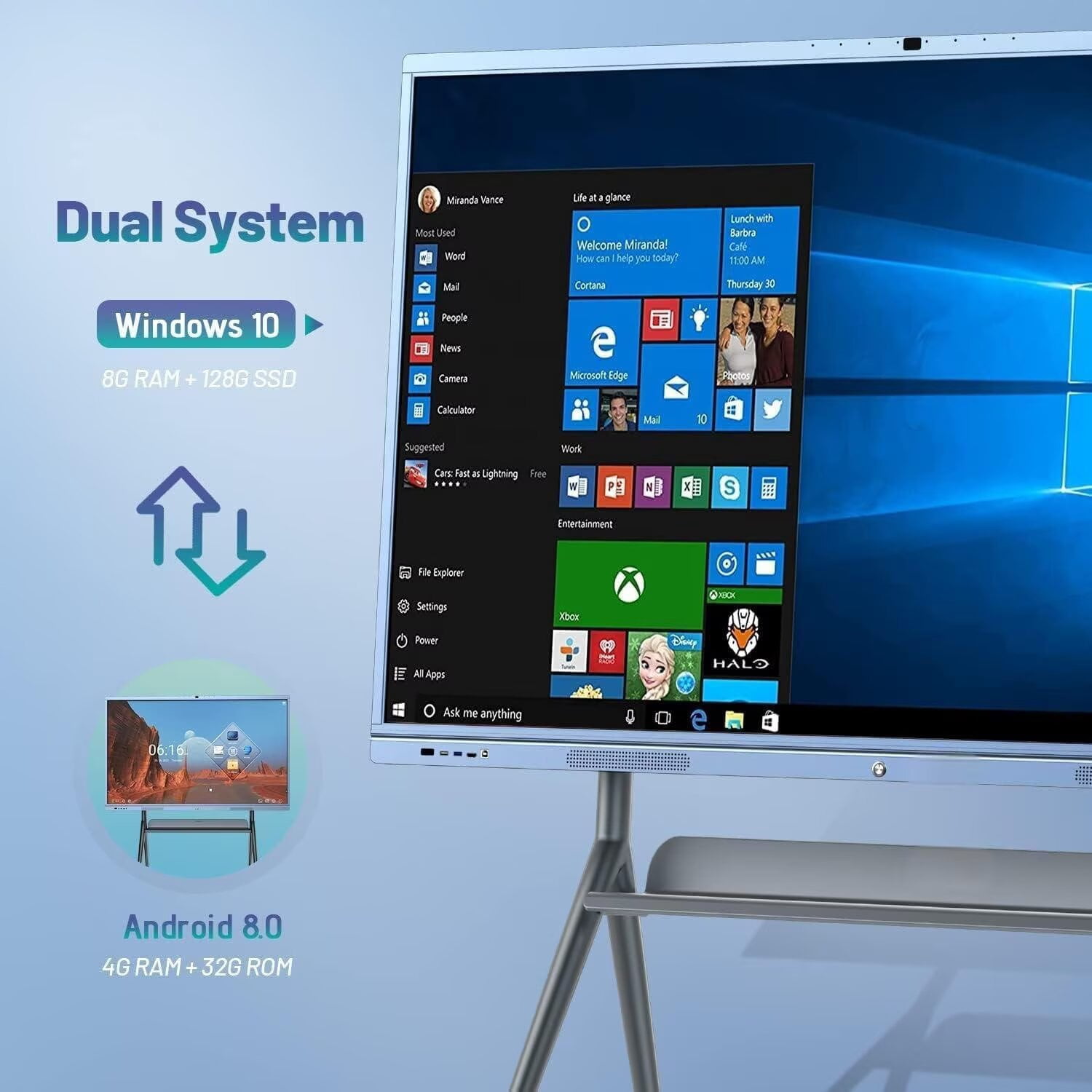 BELNET 65" Smart TVs 4K Pro Touch Interactive Wireless Presentation Screen QR Sharing for Classroom Office(Include Wall Mount)