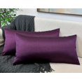 thumbnail image 2 of Aiking Home 12x24 Inches Faux Silk Rectangular Throw Pillow Cover, Zipper Closure, Eggplant (Set of 2), 2 of 7