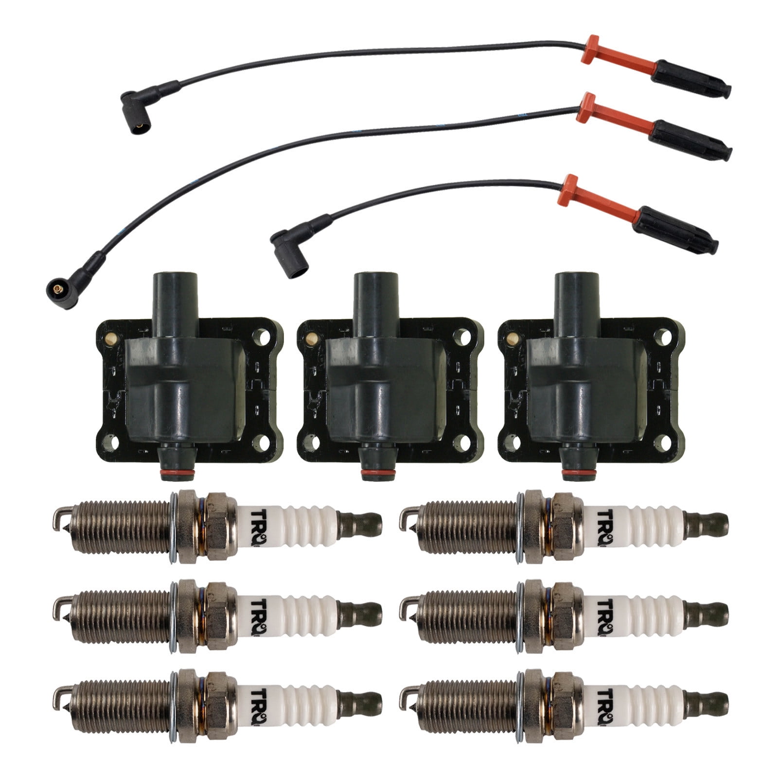 TRQ Ignition Coil and Spark Plug Kit 10 Piece Iridium Spark Plugs Fits 1993 Mercedes-Benz 300E
