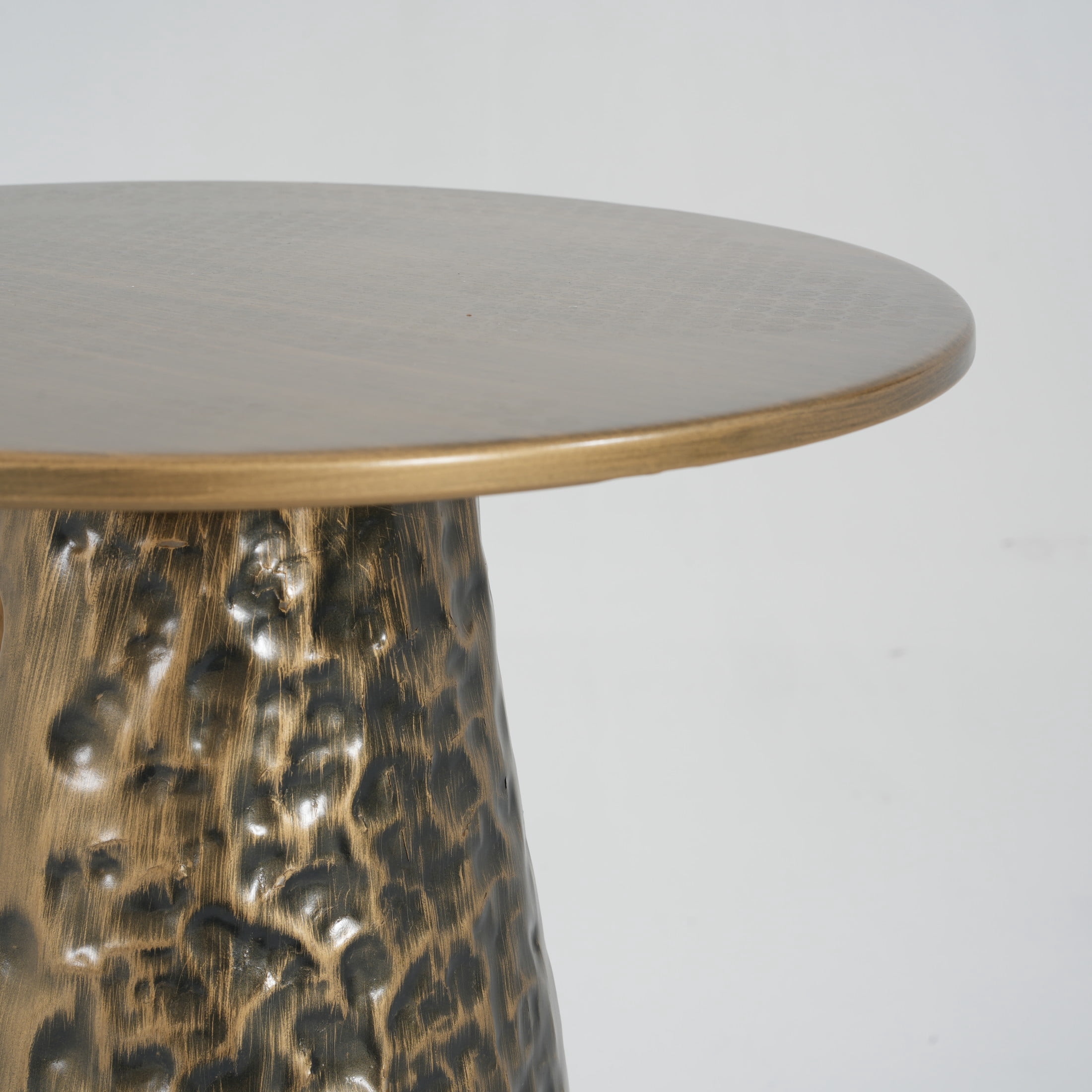 Christopher Knight Home Modern Luxury Metal Side Table, Hammered Texture, Sculptural Design, Copper-tone