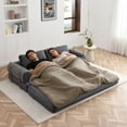 thumbnail image 5 of 79.5" Convertible Sofa Bed, Folding Floor Couch, Corduroy Couch Bed, Boneless Sofa for Living Room Bedroom, Gray, 5 of 7