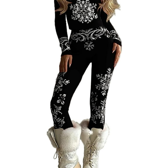 Outfmvch Snowflake Tights Christmas Pants Sweater Leggings for Women Cotton Leggings Womens Cargo Pants with Pockets High Waisted Cargo Pants Cargo Jeans Black L