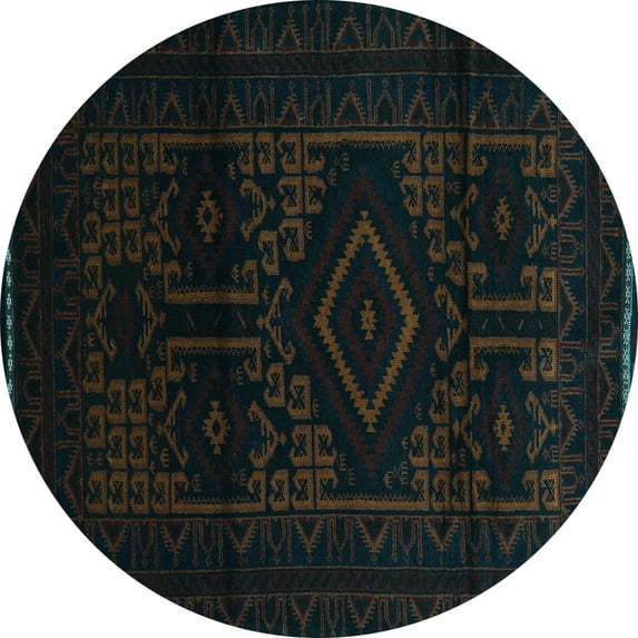 Ahgly Company Indoor Round Persian Light Blue Traditional Area Rugs, 4' Round