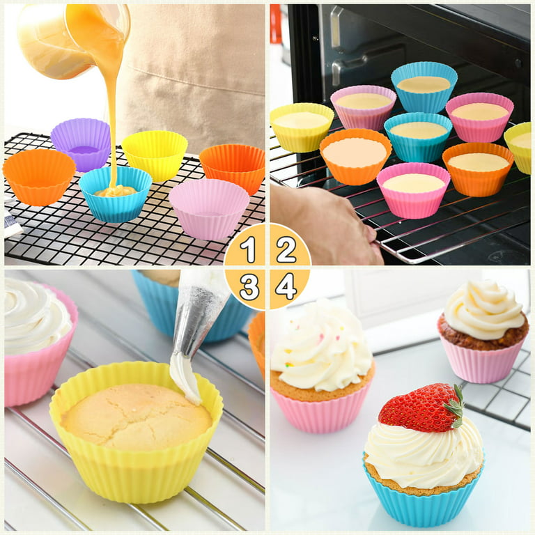Silicone Cupcake Baking Cups, Reusable & Non-Stick Muffin Cupcake Liners  Holders