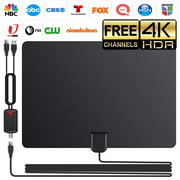 TV Antenna,2021 Upgraded Indoor Amplified Digital HDTV Antenna Long 120  Miles Range with Amplifier Signal Booster,Support 4K 1080P FM VHF UHF, for Local Channels and All TVs,6.4ft of Coax Cable