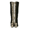 thumbnail image 4 of Bamboo Pointed Toe Split Color Chunky Heel Knee High Boot 20384, 4 of 6