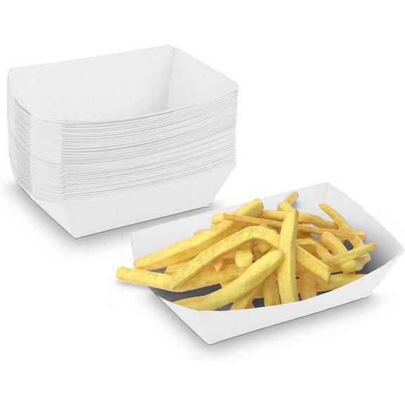 MT Products White Paper Food Trays - 1 lb Disposable Nacho Trays - Pack of 1000