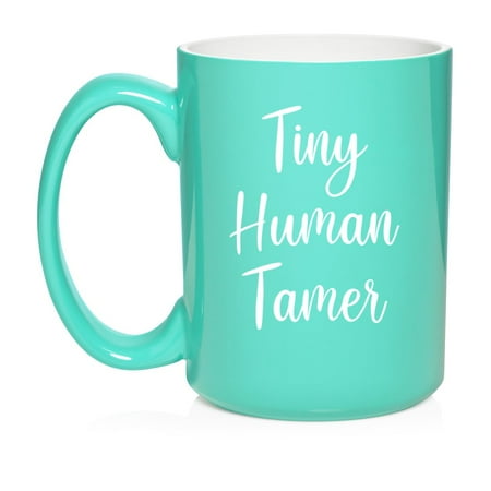 

Tiny Human Tamer Funny Preschool Teacher Daycare Gift Ceramic Coffee Mug Tea Cup Gift (15oz Teal)