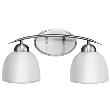 Costway 2-Light Vanity Light Nickel Finish With Glass Shade Bathroom Fixture UL (Best Bathroom Light Fixtures)