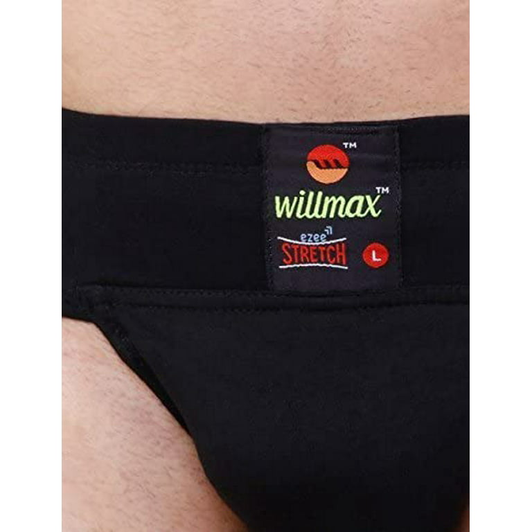 WMX Gym Cotton Supporter Back Covered with Cup Pocket Athletic Fit Brief  Multi Sport Underwear (Ezee, Black 4XL)