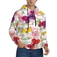 thumbnail image 2 of Sikiie Butterflies and Vintage Men's Hoodie, Essentials Hoodie, Sweatshirt, Pullover Hooded Sweatshirt for Men-X-Large, 2 of 7