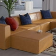 thumbnail image 5 of Sectional Sofa Set, Faux Vegan Leather, Tan, Modern Contemporary Urban Design, Living Lounge Room Hotel Lobby Hospitality, 5 of 10
