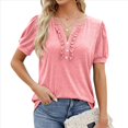 thumbnail image 1 of Blusas Tipo Túnica para Mujer, Informales, con Cuello en V, Corta, Blusas de Verano con Mangas Abullonadas y Volantes. Rosa M, 1 of 9
