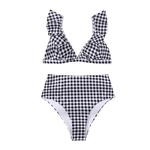 Minnieouse Conjunto de 2 piezas de traje de baño dividido para mujer, Tankini sin mangas con volantes, vacaciones en la playa, viajes, fiesta en la Ropa interior L Minnieouse AP010461-03